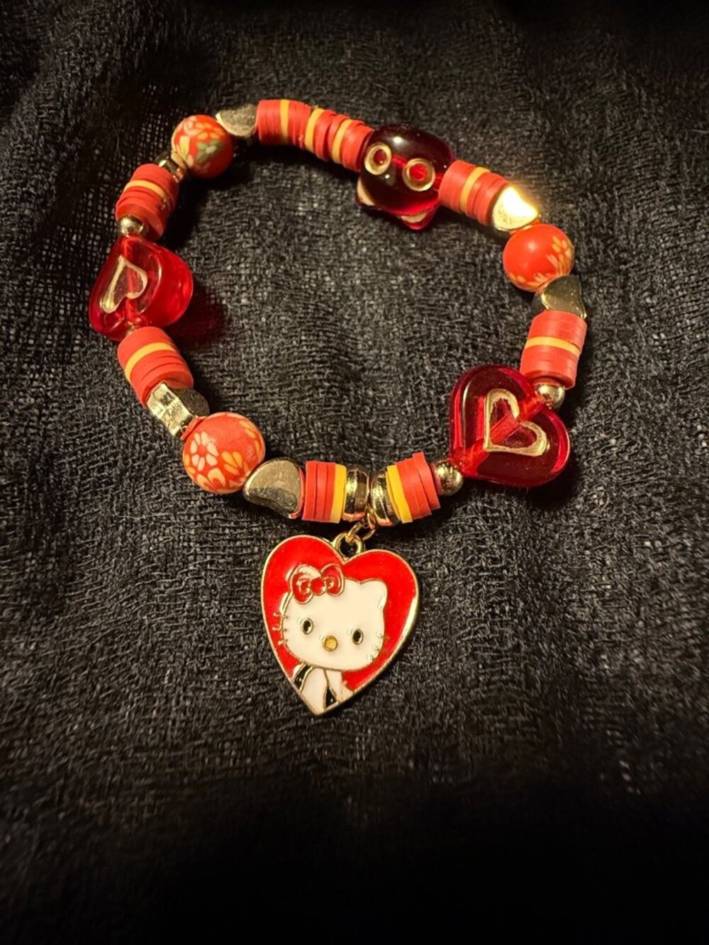 Hello Kitty Hearts Stretch Bracelet — Handmade by Sea & Soul Designs